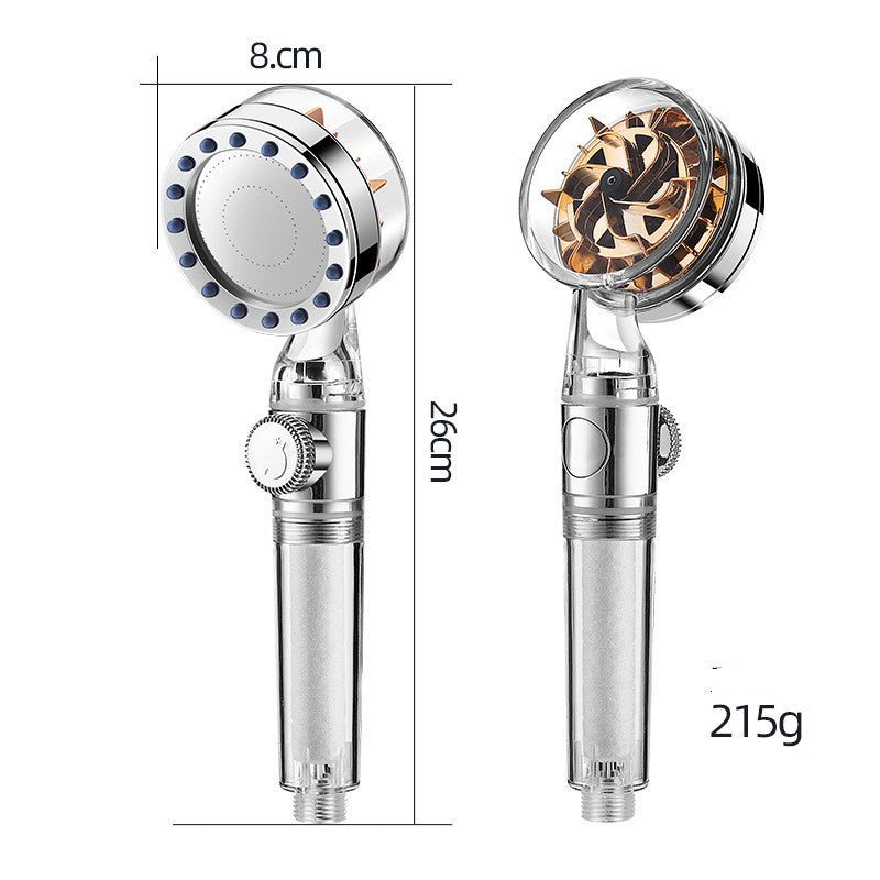 Pressurized Nozzle Turbo Shower Head One - Key Stop Water Saving High Pressure Shower Head Magic Water Line Bathroom Accessor