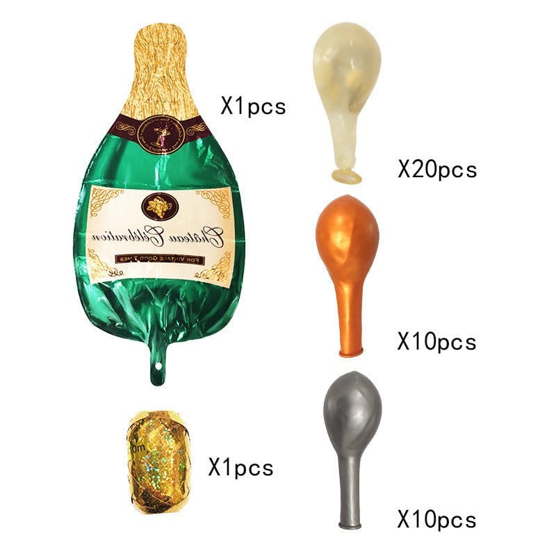 Champagne Bottle Aluminum Foil Balloon Set Birthday Party