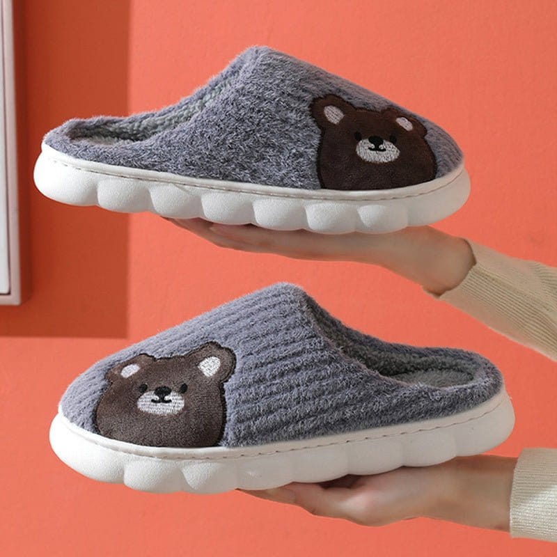 Cute Rabbit Striped Slippers Non - slip Slipper Plush Cotton Shoes