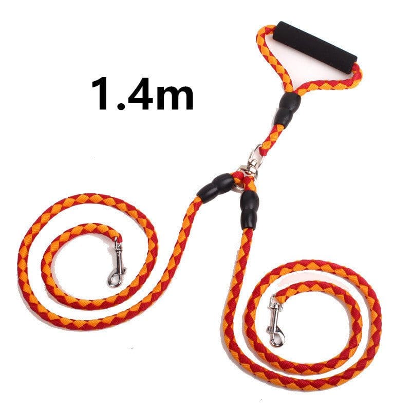 Double - Ended Traction Rope For Walking The Dog Hand - Double - Ended Traction Rope One Plus Two Leash Collar Pet Supplies Dog Collar