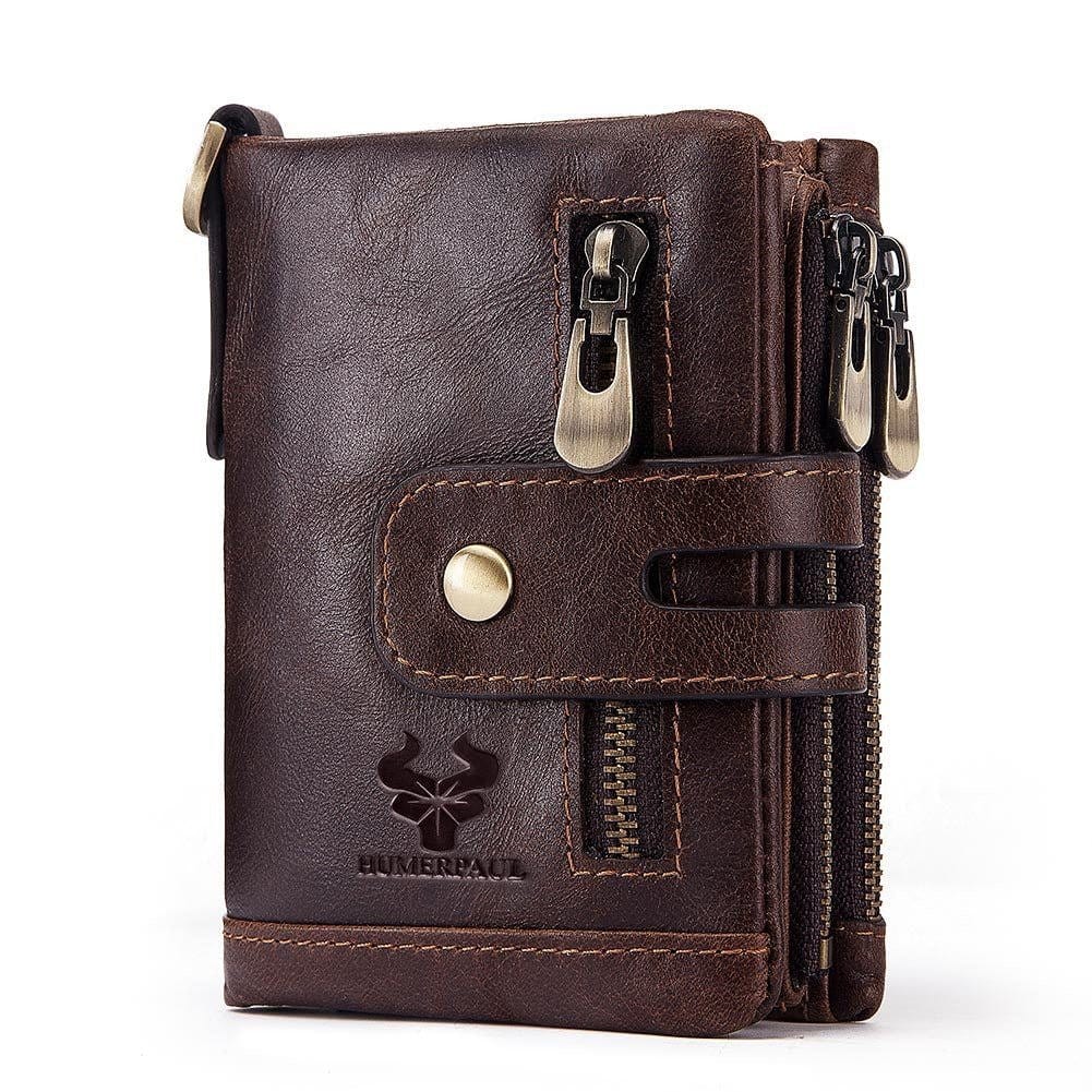 Multi - card leather men's retro RFID wallet