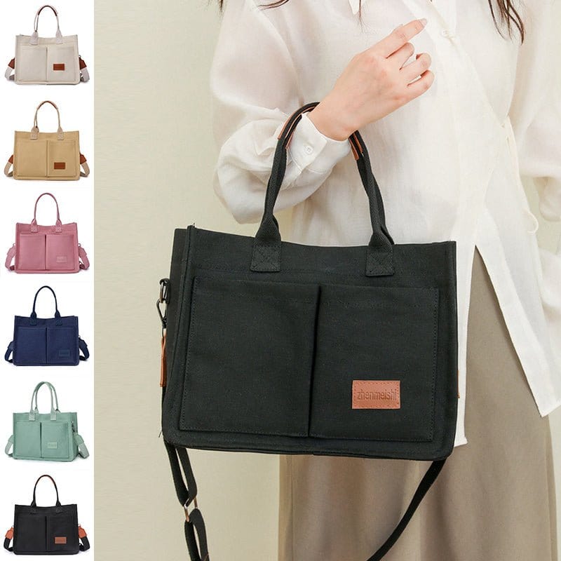 New Canvas Shoulder Bag Women Large Capacity Multi - pocket Handbags