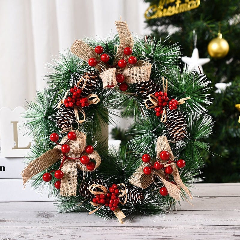 Pinecone Red Berries Christmas Wreath Decoration