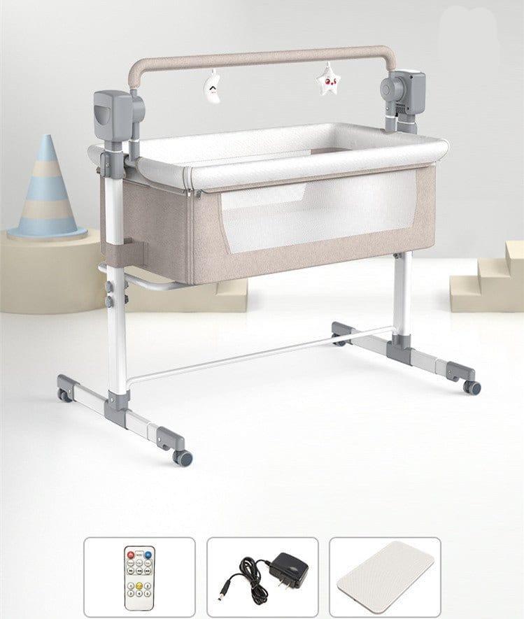 Portable Baby Bed Electric Bassinet Splicing Bed Foldable Newborn Baby