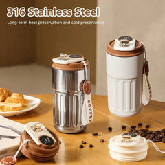 Portable Smart Thermal Coffee Mug Stainless Steel Bottle 450ml