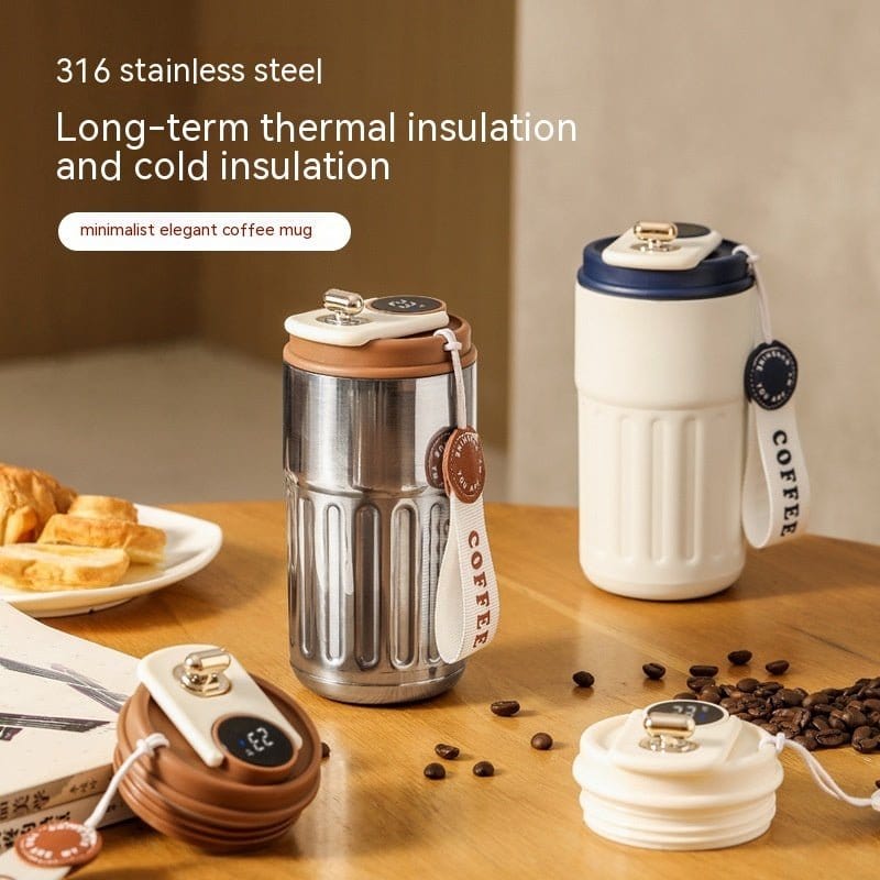 Portable Smart Thermal Coffee Mug Stainless Steel Bottle 450ml