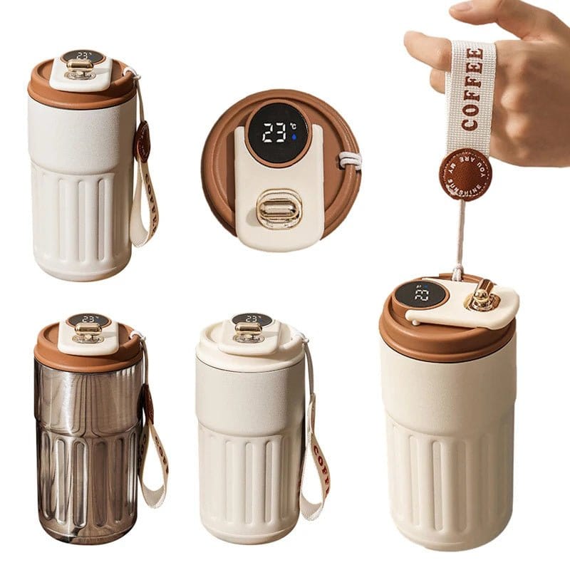 Portable Smart Thermal Coffee Mug Stainless Steel Bottle 450ml